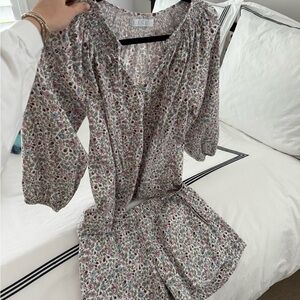 LAKE Pajamas Floral Patterned Blouse and Shorts Set Small